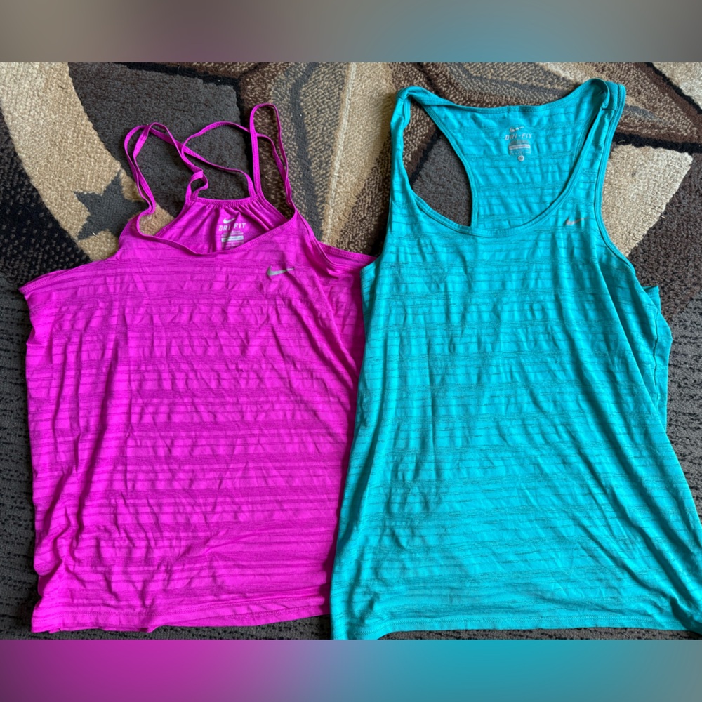 Nike Women's Racerback Tank Tops - Magenta and Aqua